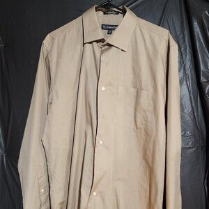 Bill Robinson Long Sleeve Dress Shirt Brown Men's Size Large 16"-16 1/2"  34/35
